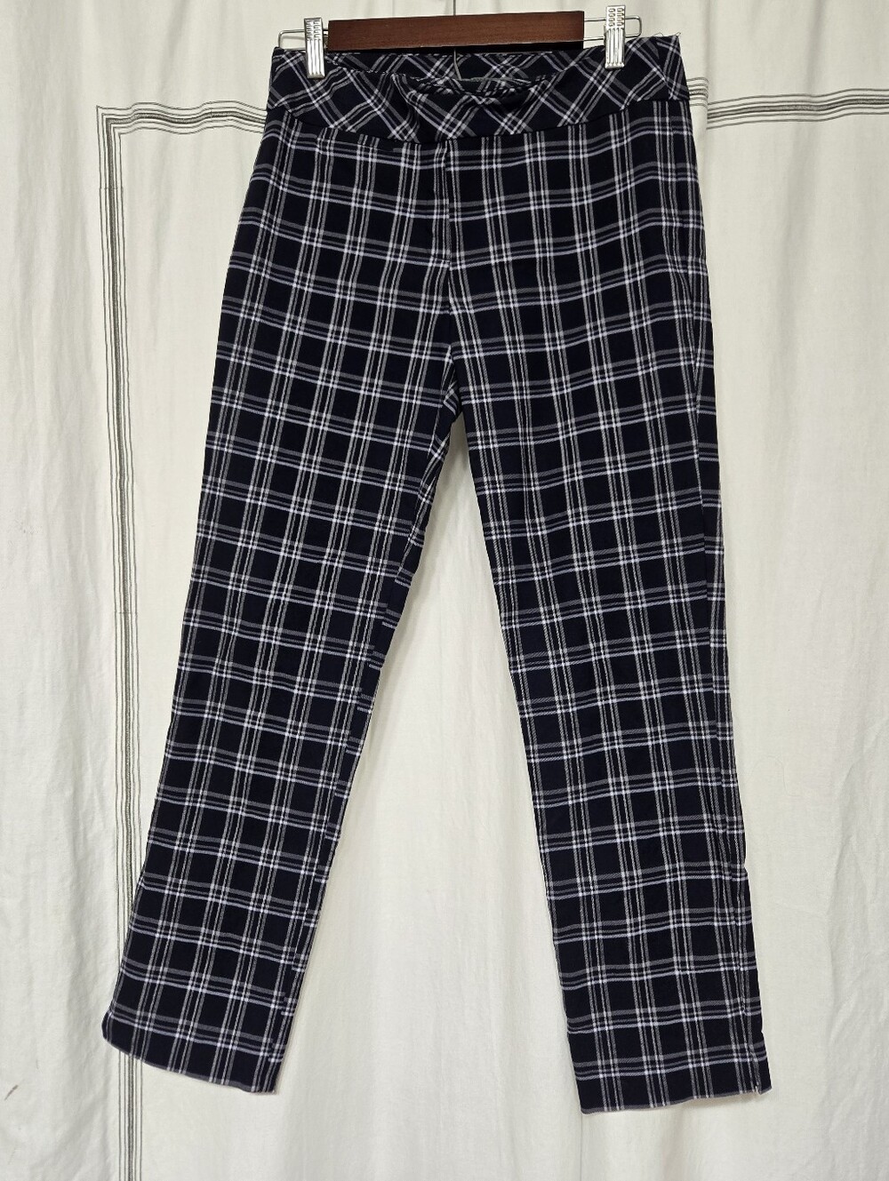 Margaret M Plaid Navy & White Women’s Pants